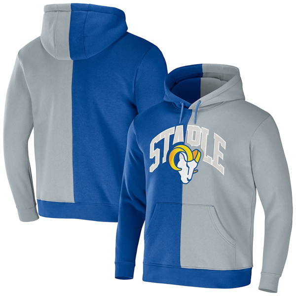Men's Royal/Grey Los Angeles Rams Split Logo Pullover Hoodie